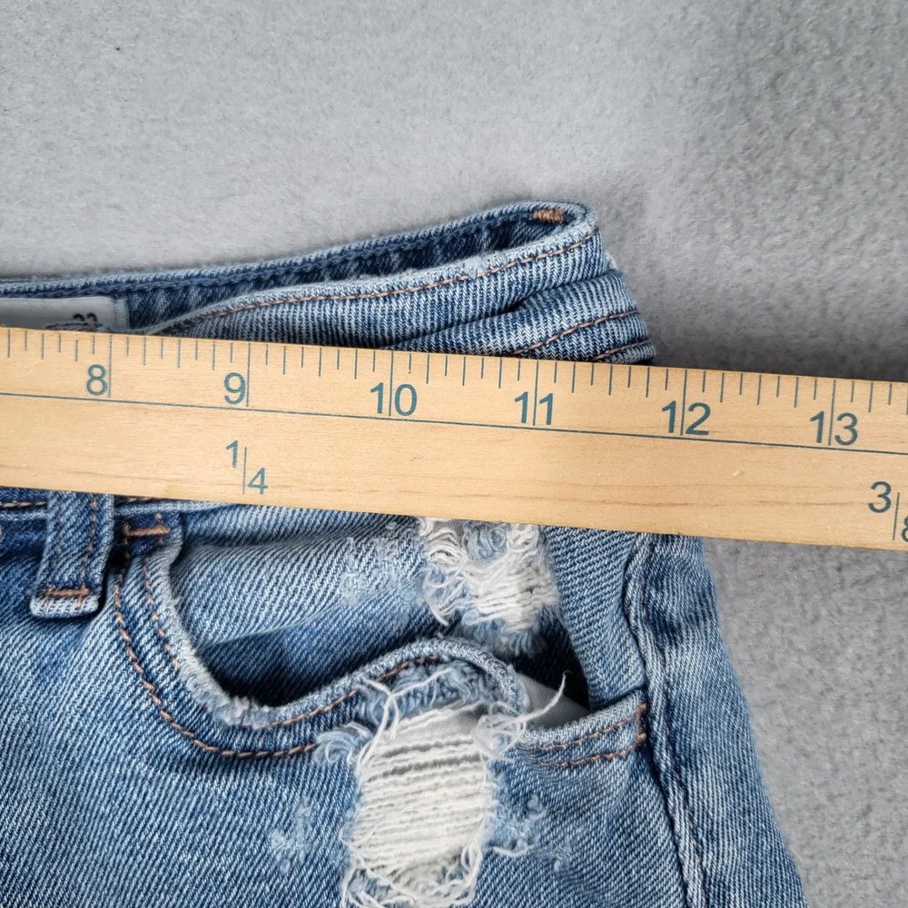 Hollister Curvy High Rise Shorts Women's 23 Blue Distressed Stretch Denim Vintag